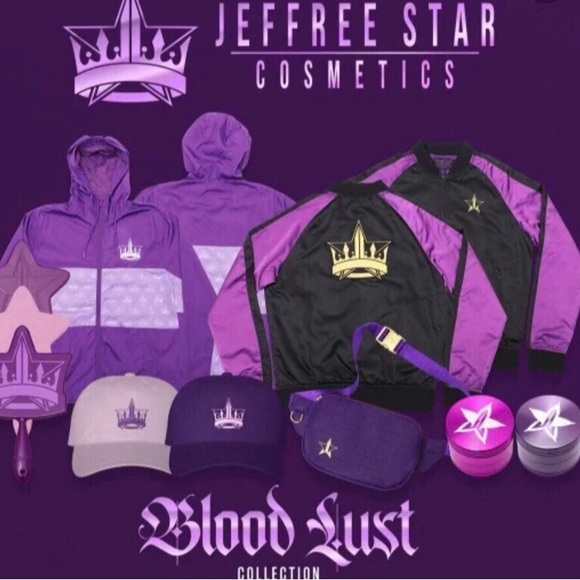 JEFFREE STAR BLOOD LUST Satin zip up bomber jacket. includes JS pink hanger NEW - Picture 3 of 16